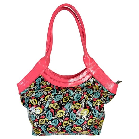 Vera Bradley Frill Vinyl Tote Bag Happy Snails Waterproof Colorful Purse Zip - Picture 1 of 16